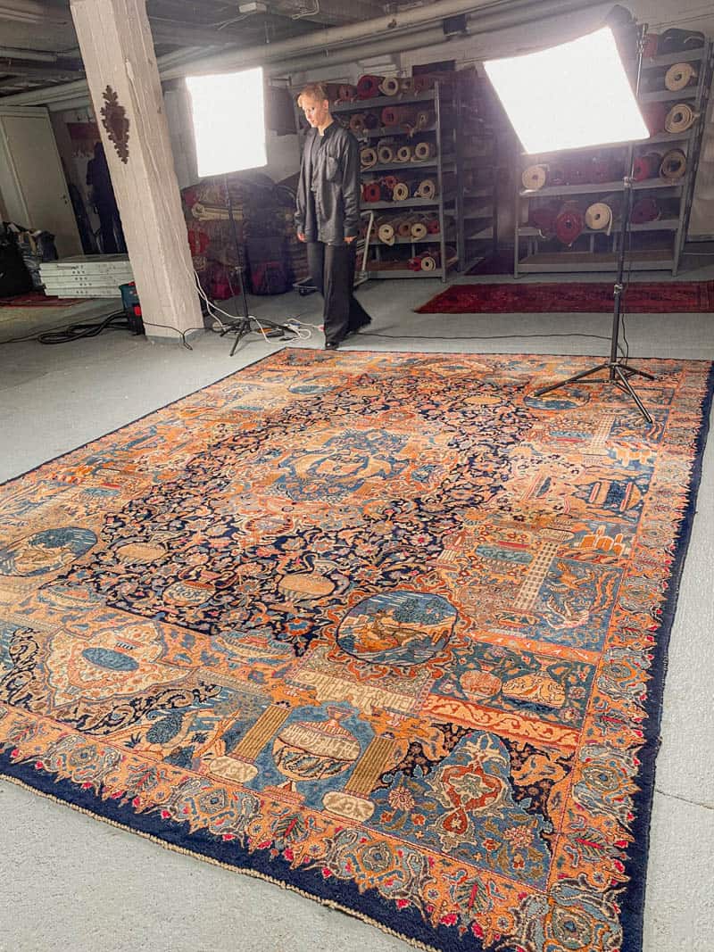 Äärimmäisen yksityiskohtainen palatsikokoinen keshan 393 x 302 cm