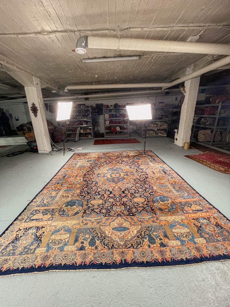 Äärimmäisen yksityiskohtainen palatsikokoinen keshan 393 x 302 cm