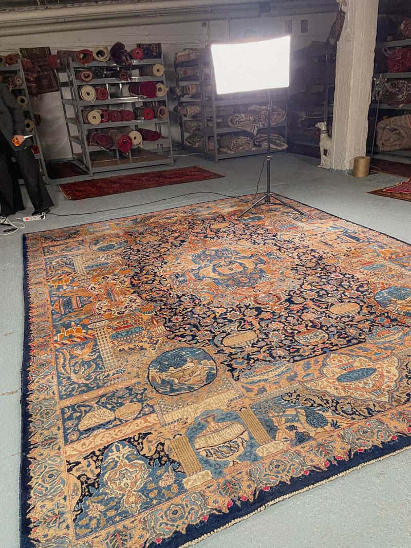 Äärimmäisen yksityiskohtainen palatsikokoinen keshan 393 x 302 cm