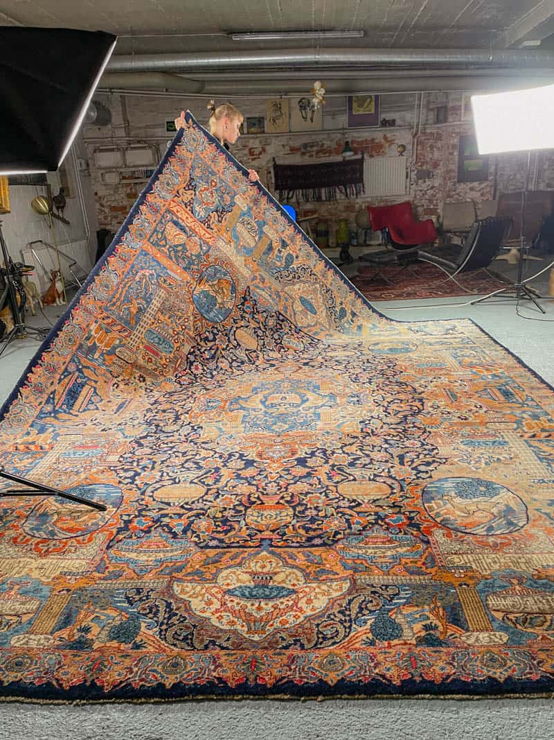 Äärimmäisen yksityiskohtainen palatsikokoinen keshan 393 x 302 cm