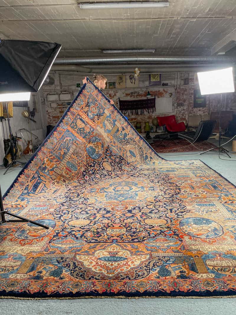 Äärimmäisen yksityiskohtainen palatsikokoinen keshan 393 x 302 cm