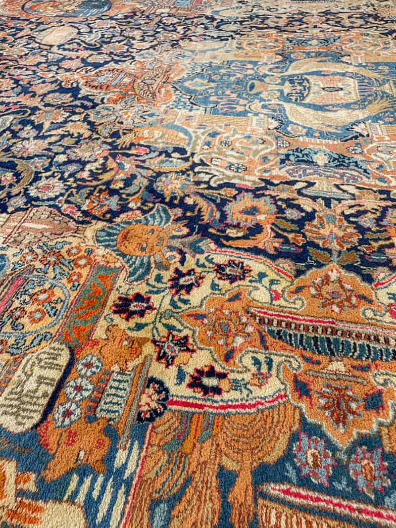 Äärimmäisen yksityiskohtainen palatsikokoinen keshan 393 x 302 cm