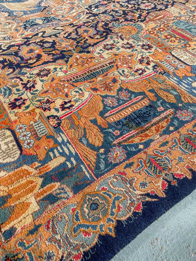 Äärimmäisen yksityiskohtainen palatsikokoinen keshan 393 x 302 cm