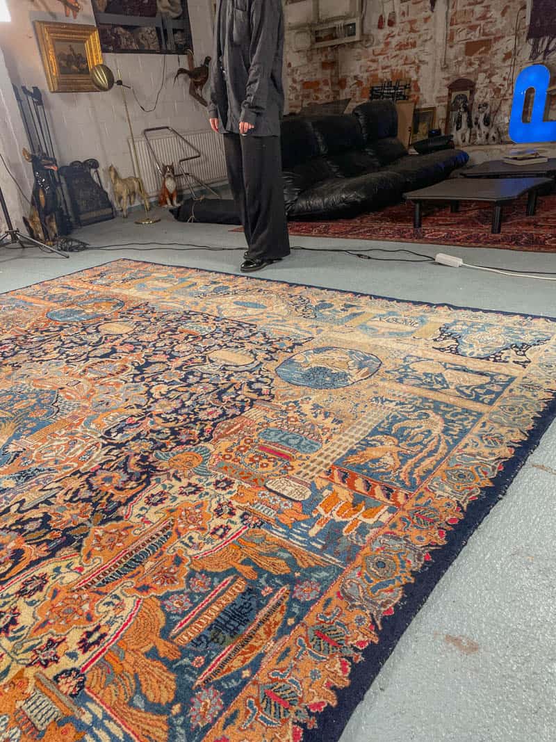 Äärimmäisen yksityiskohtainen palatsikokoinen keshan 393 x 302 cm