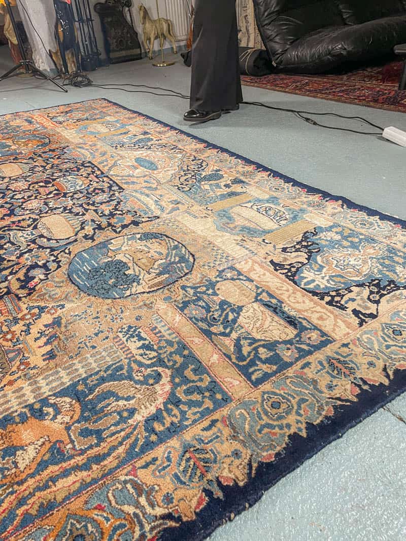 Äärimmäisen yksityiskohtainen palatsikokoinen keshan 393 x 302 cm