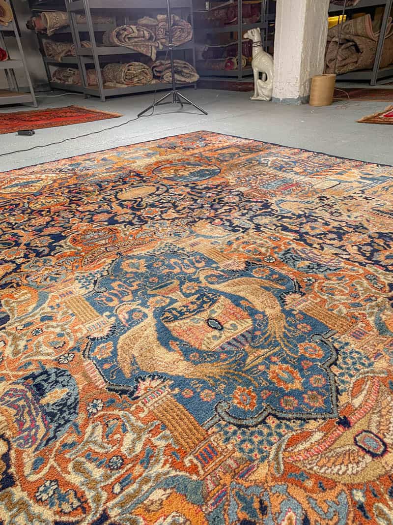 Äärimmäisen yksityiskohtainen palatsikokoinen keshan 393 x 302 cm