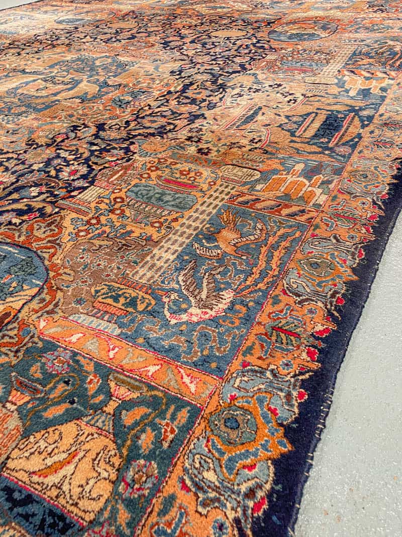 Äärimmäisen yksityiskohtainen palatsikokoinen keshan 393 x 302 cm