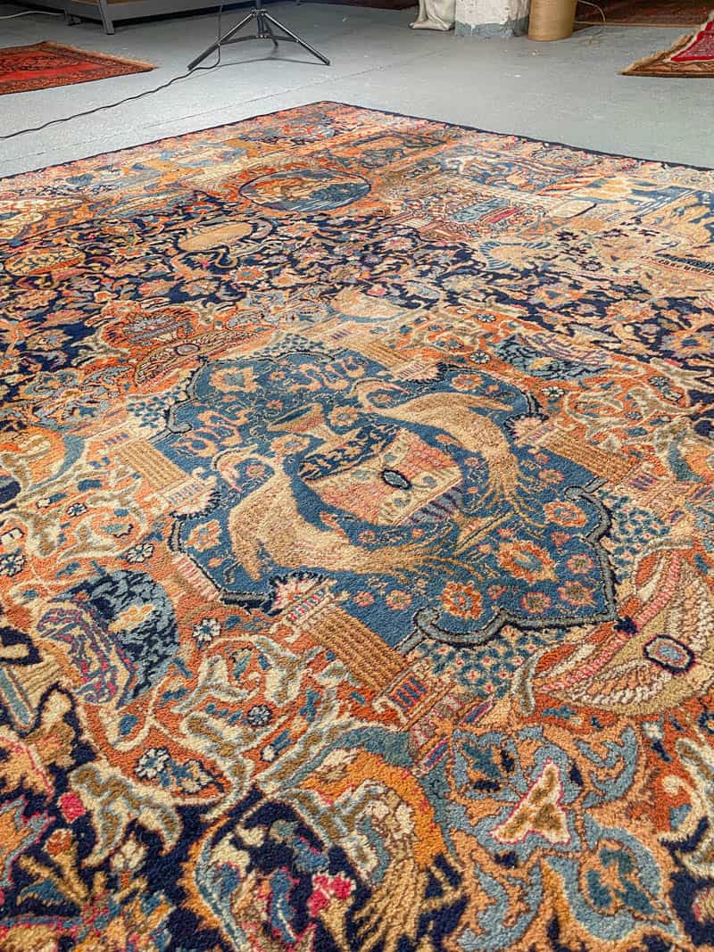 Äärimmäisen yksityiskohtainen palatsikokoinen keshan 393 x 302 cm