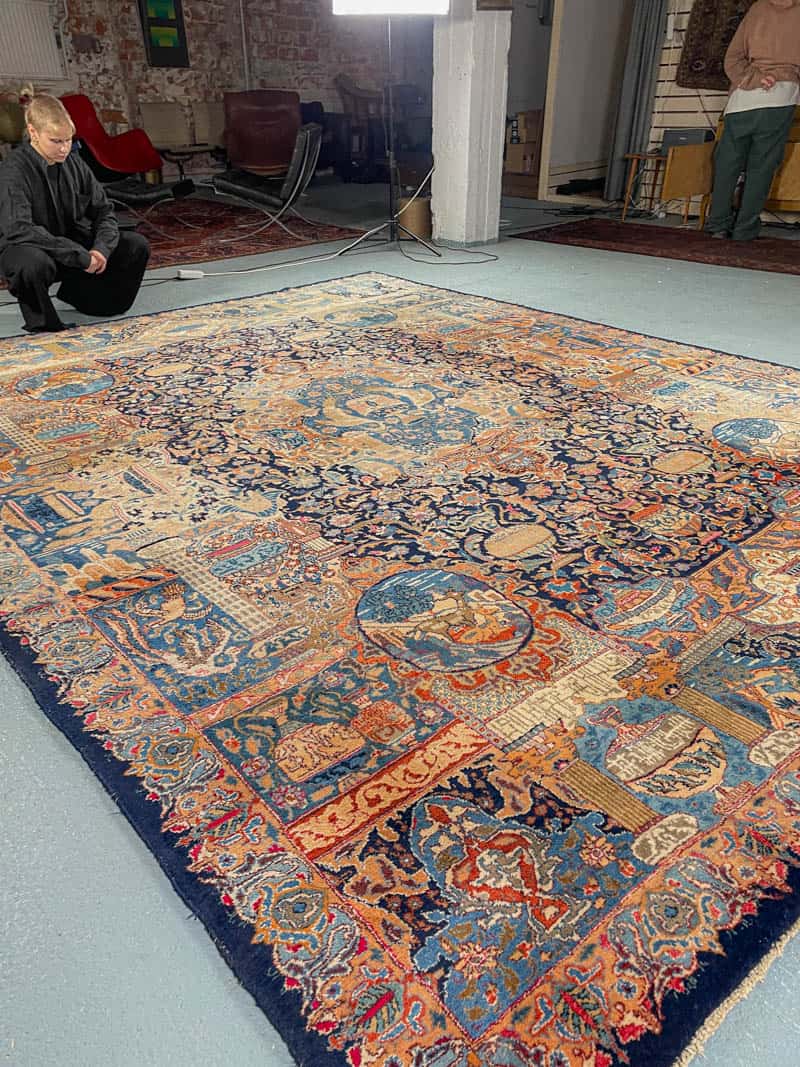 Äärimmäisen yksityiskohtainen palatsikokoinen keshan 393 x 302 cm