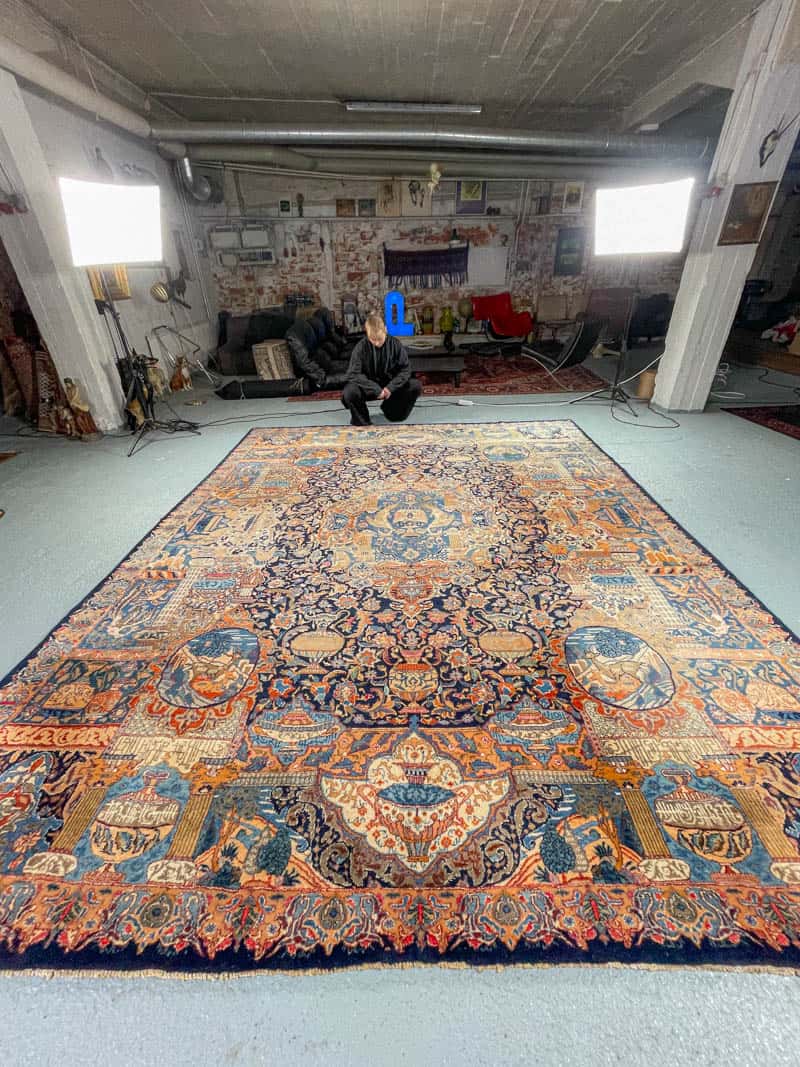 Äärimmäisen yksityiskohtainen palatsikokoinen keshan  393 x 302 cm