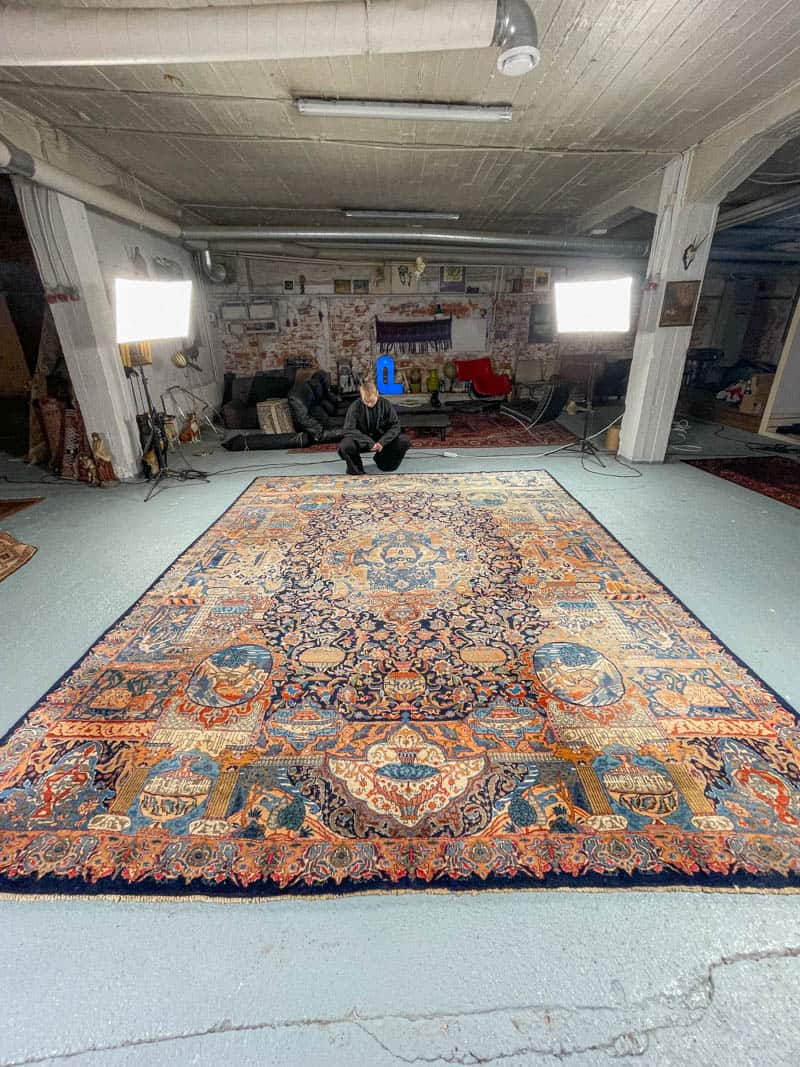 Äärimmäisen yksityiskohtainen palatsikokoinen keshan 393 x 302 cm