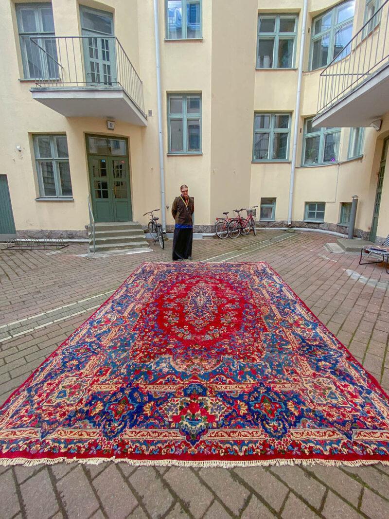 palatsikokoinen elegantti kirman 1970 luvulta  410 x 295 cm