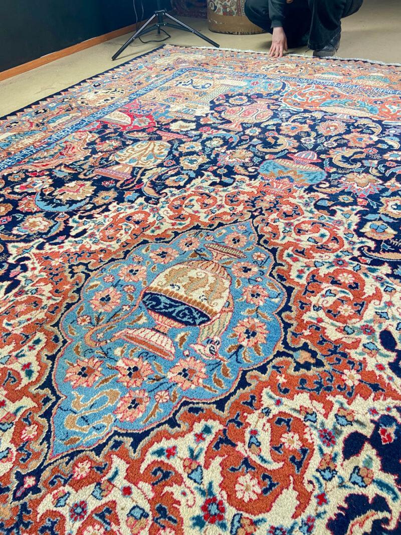 Äärimmäisen yksityiskohtainen palatsikokoinen keshan  415 x 296 cm