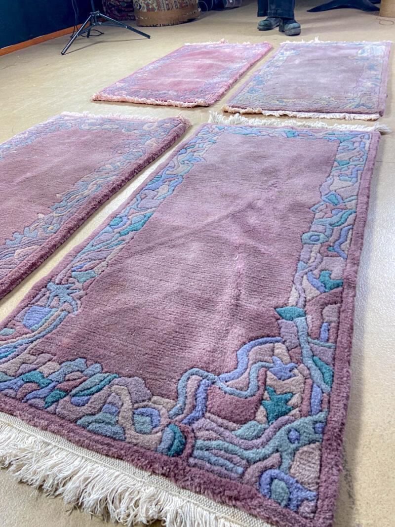 setti violetteja nepalilaisia mattoja 140 x 70 cm (ammattimaisesti pesetetty)