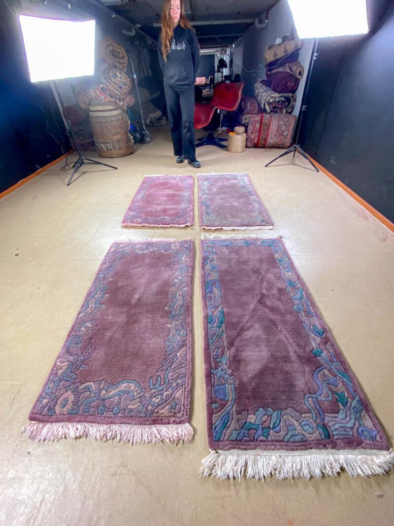 setti violetteja nepalilaisia mattoja 140 x 70 cm (ammattimaisesti pesetetty)