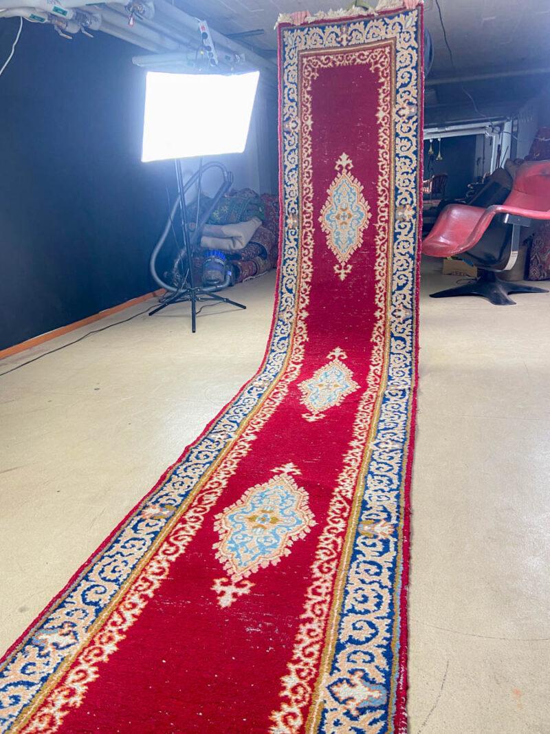 vintage kirman käytävämatto, 400 x 77 cm