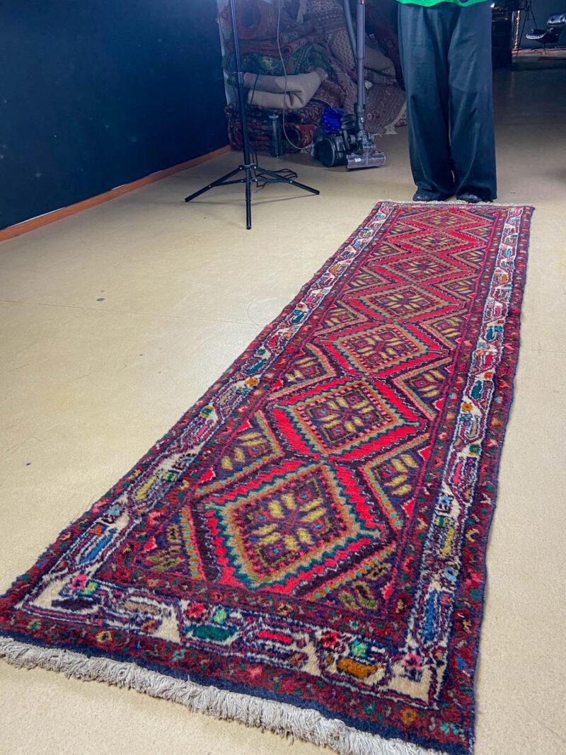 puoliantiikkinen hamadan käytävämatto 1950 luvulta (pesty) 260 x 70 cm