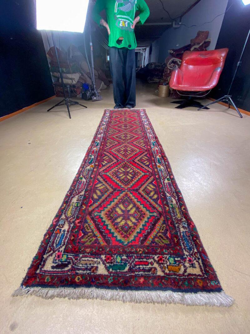 puoliantiikkinen hamadan käytävämatto 1950 luvulta (pesty) 260 x 70 cm