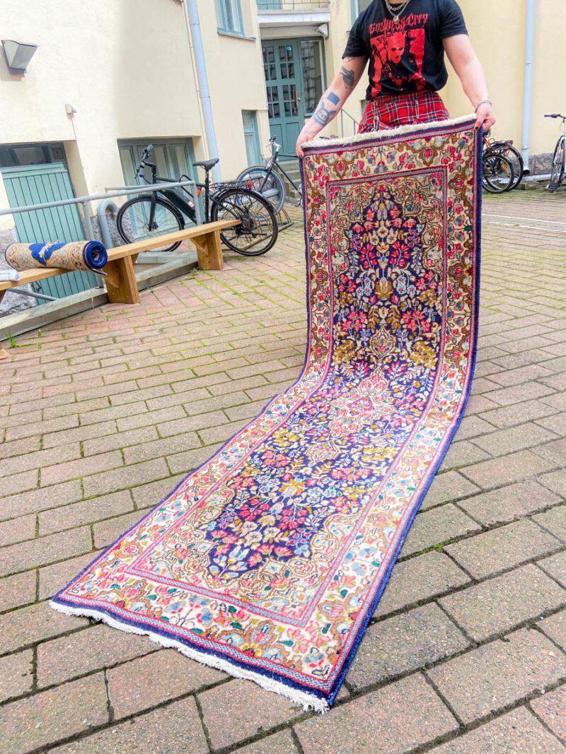 Äärimmäisen harvinainen kirman käytävämatto 250 x 75 cm