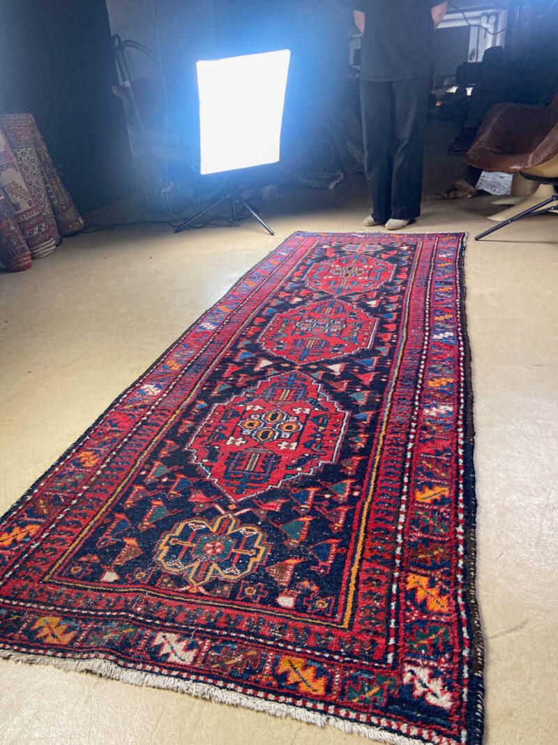 puoliantiikkinen hamadan käytävämatto 1950 luvulta (pesty) 260 x 70 cm (kopio)
