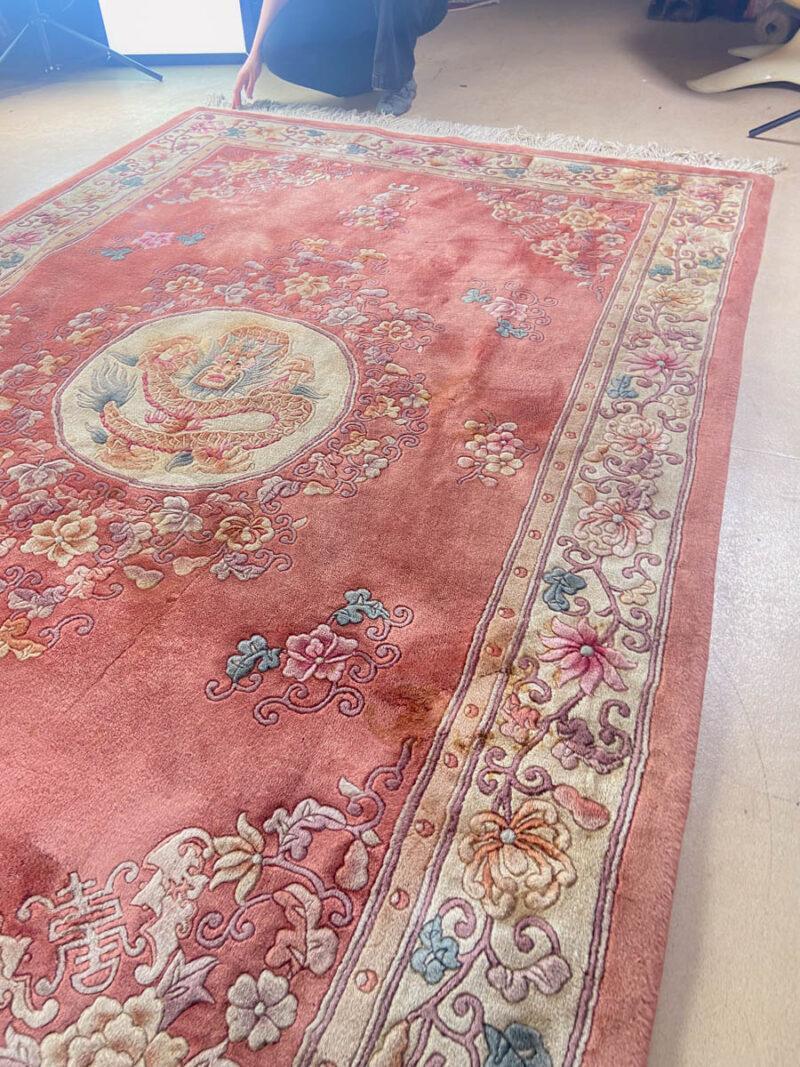 elämää nähnyt vaaleanpunainen aubusson 285 x 185 cm