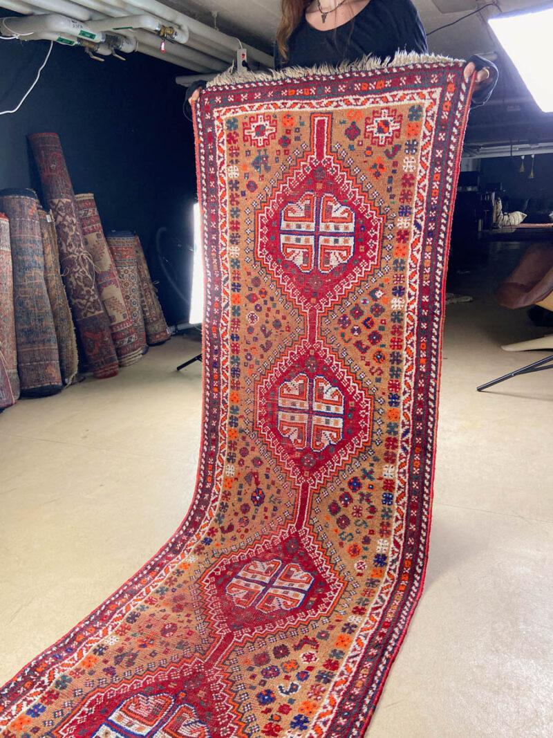 puoliantiikkinen hamadan käytävämatto 1950 luvulta (pesty) 260 x 70 cm (kopio)