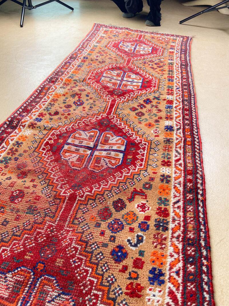 puoliantiikkinen hamadan käytävämatto 1950 luvulta (pesty) 260 x 70 cm (kopio)