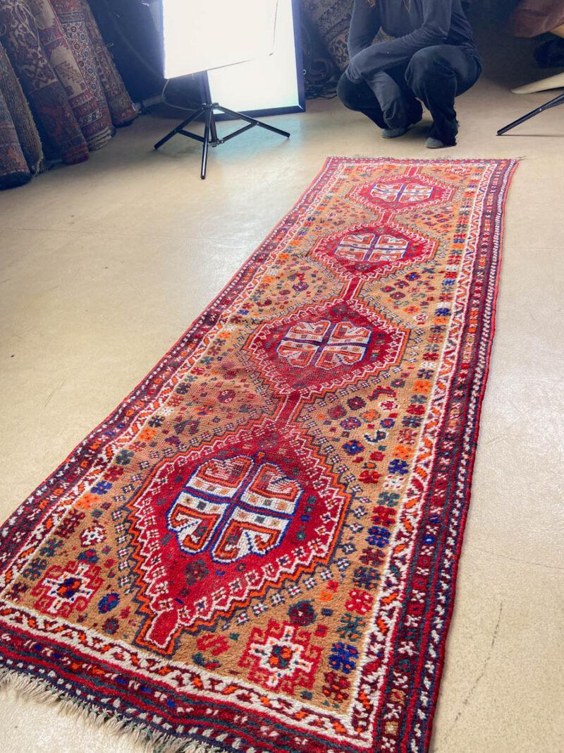 puoliantiikkinen hamadan käytävämatto 1950 luvulta (pesty) 260 x 70 cm (kopio)