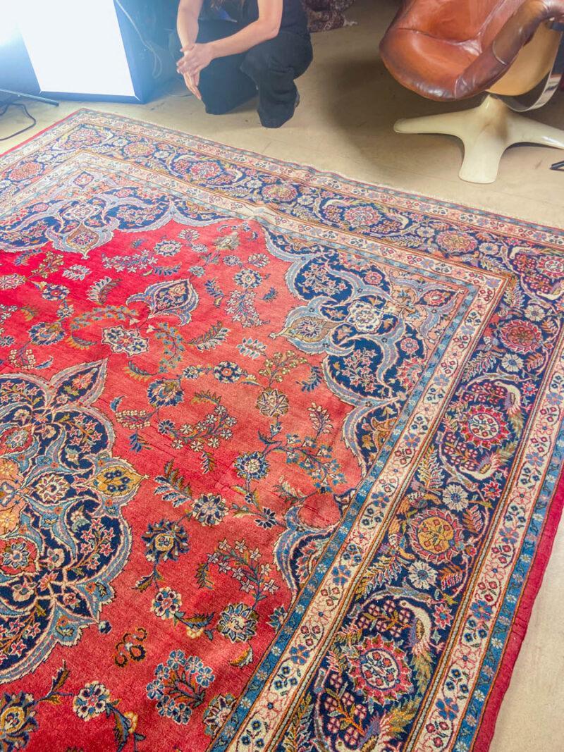 elegantti vintage tabriz lintuaiheella  360 x 257 cm
