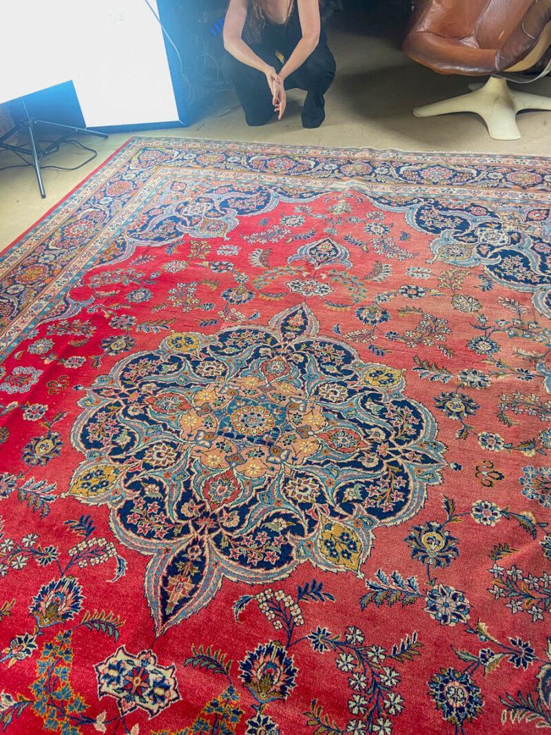 elegantti vintage tabriz lintuaiheella  360 x 257 cm