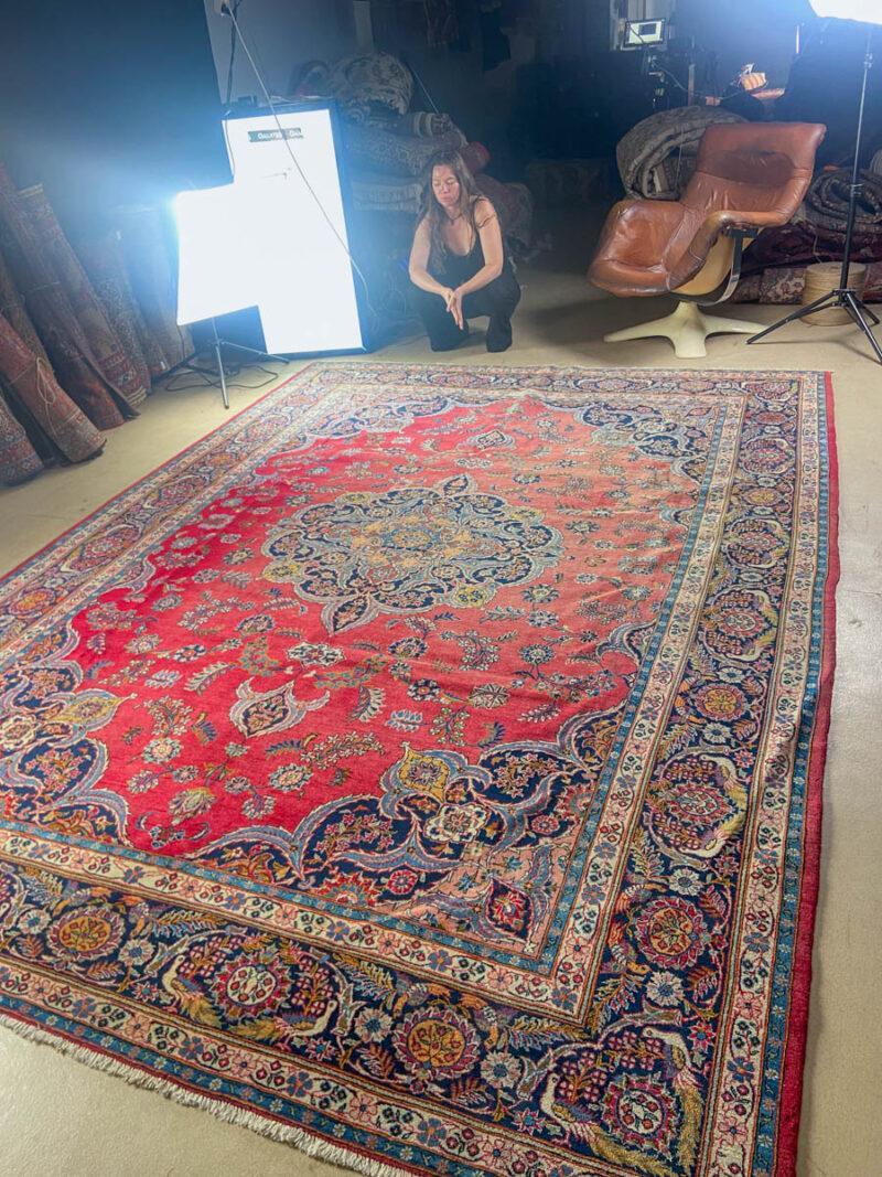 elegantti vintage tabriz lintuaiheella  360 x 257 cm