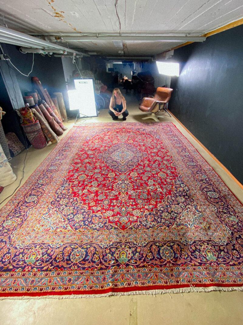 Äärimmäisen yksityiskohtainen palatsikokoinen keshan  400 x 295 cm