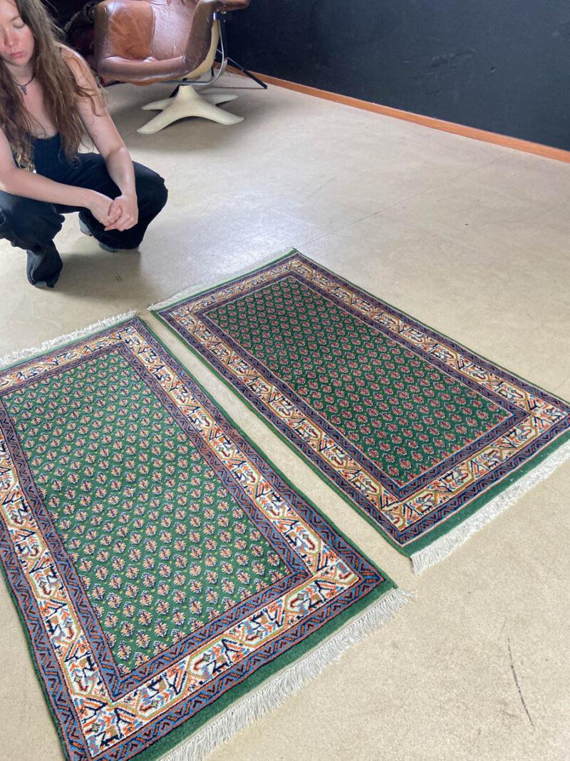harvinainen vihreä sarouk mir pari 118 x 61 cm