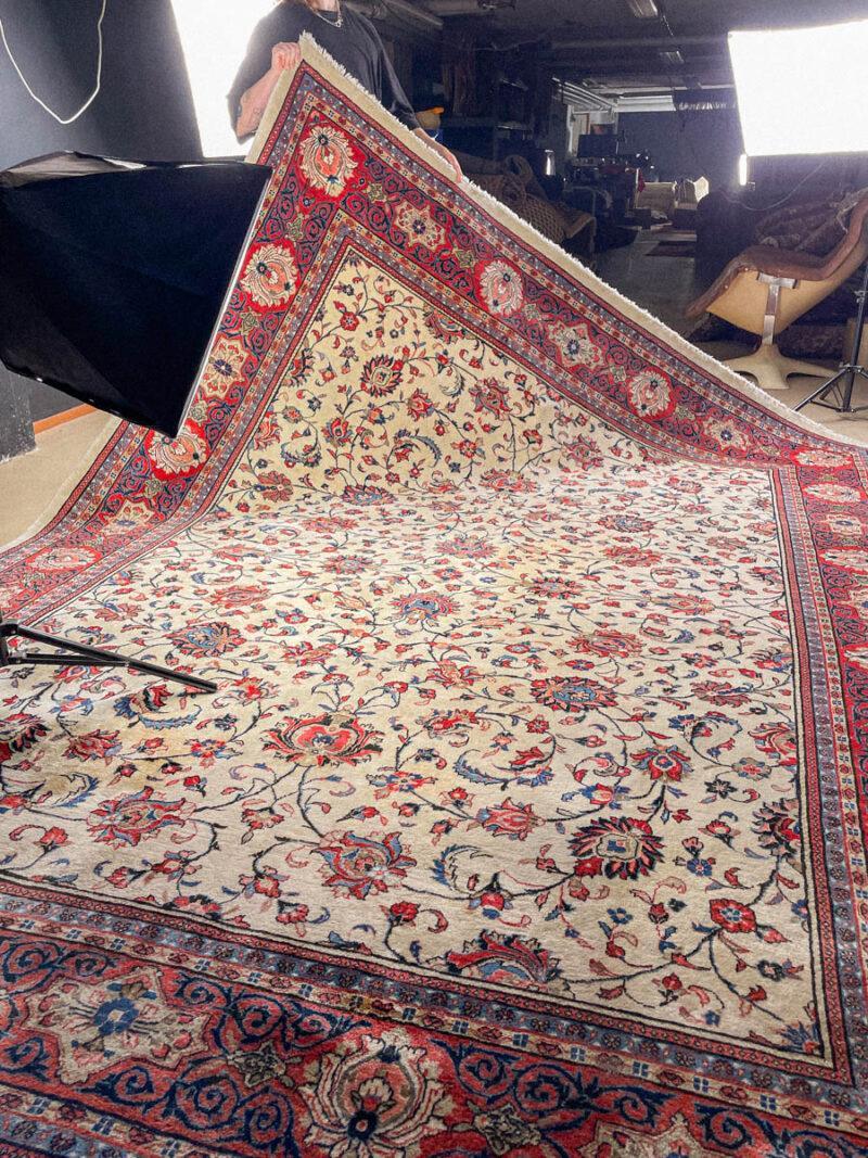 vaalea vintage sarouk 1970 luvulta 360 x 265 cm