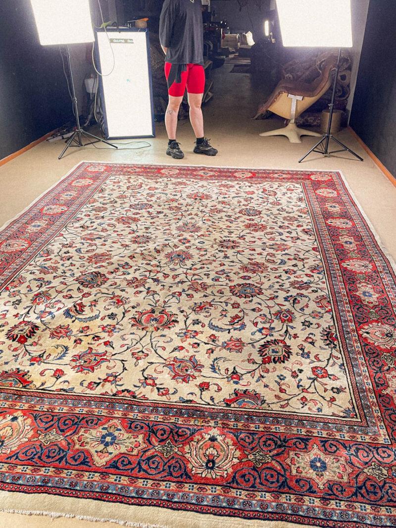 vaalea vintage sarouk 1970 luvulta 360 x 265 cm