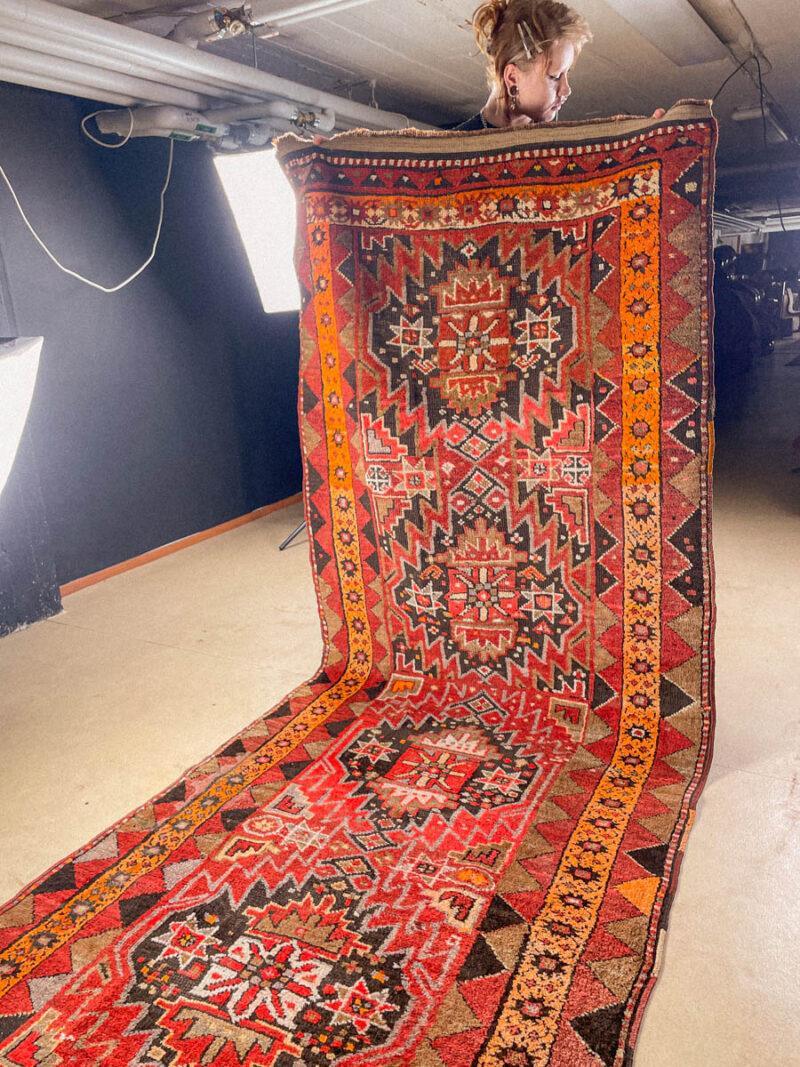 puoliantiikkinen terekeme käytävämatto 375 x 120 cm