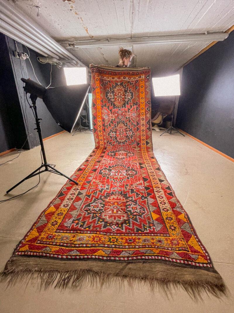 puoliantiikkinen terekeme käytävämatto 375 x 120 cm