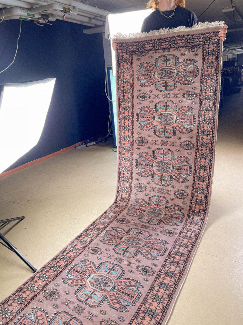 Äärimmäisen harvinainen garadje käytävämatto silkillä 326 x 81 cm