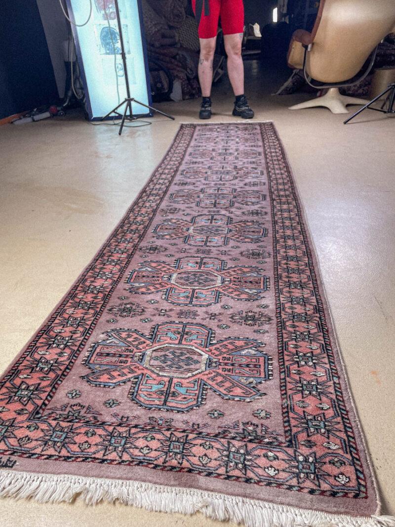 Äärimmäisen harvinainen garadje käytävämatto silkillä 326 x 81 cm
