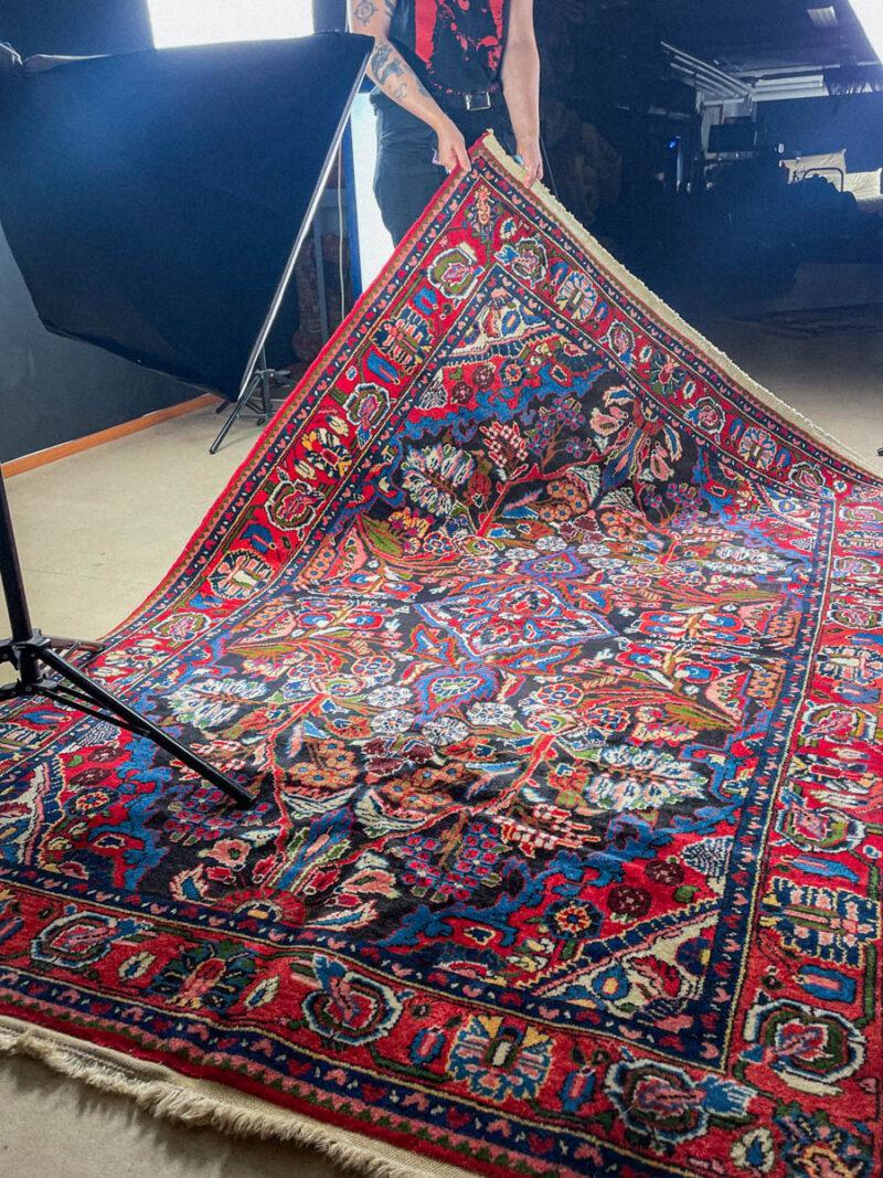 psykedeelinen värikäs vintage hamadan 240 x 155 cm