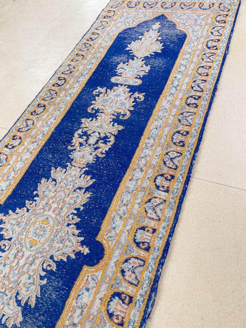 upea sininen kirman käytävämatto 300 x 80 cm