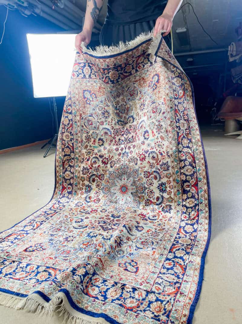 silkki silkillä runollisen sädehtivä ghom 200 x 139 cm