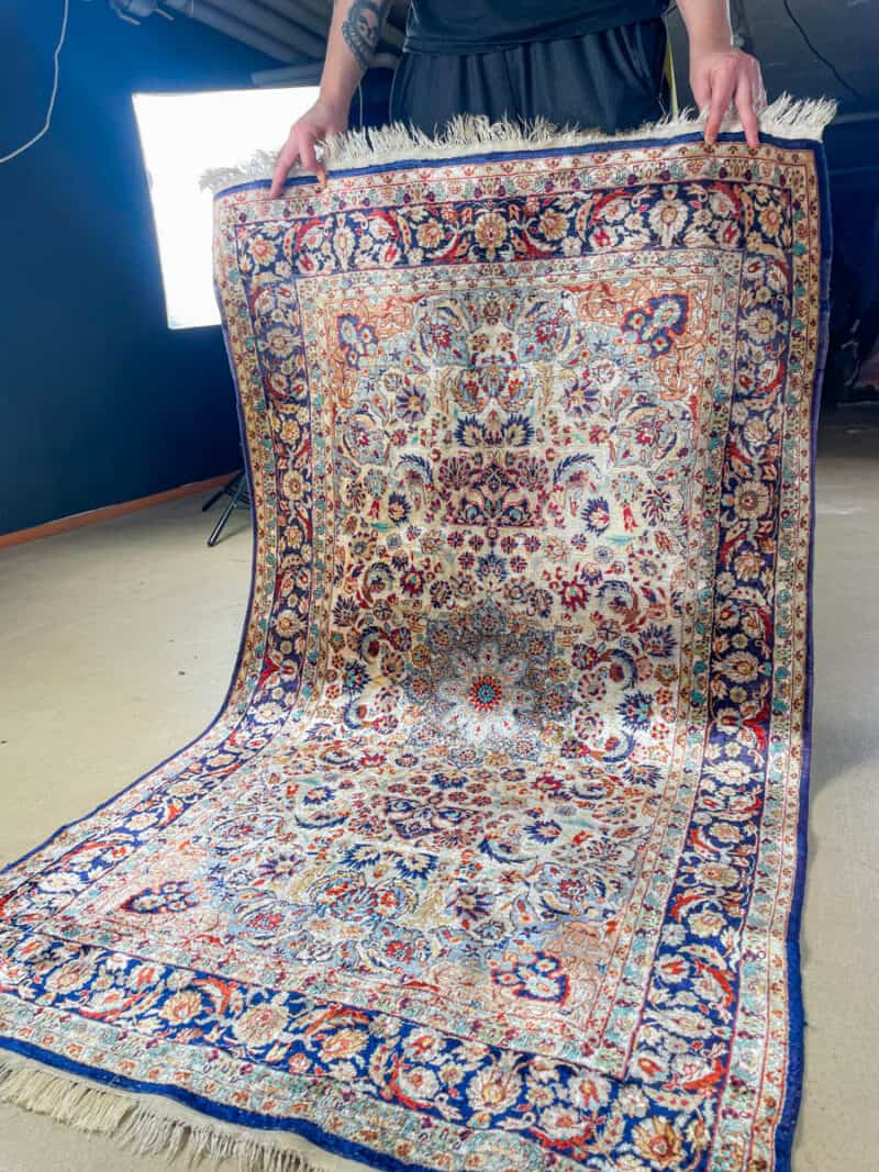 silkki silkillä runollisen sädehtivä ghom 200 x 139 cm