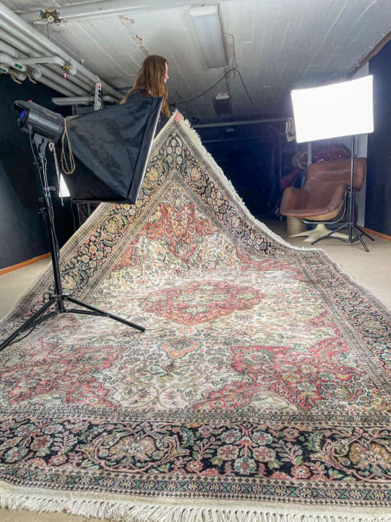 silkkimatto vehmainen paratiisi ghom 1970 luvulta 335 x 210 cm