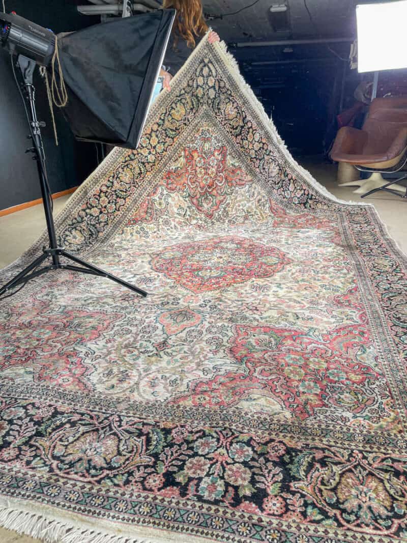 silkkimatto vehmainen paratiisi ghom 1970 luvulta 335 x 210 cm