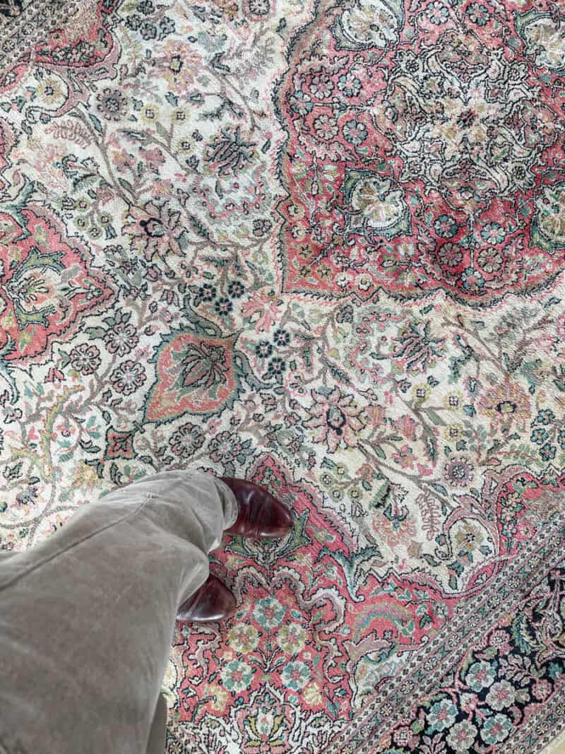 silkkimatto vehmainen paratiisi ghom 1970 luvulta 335 x 210 cm