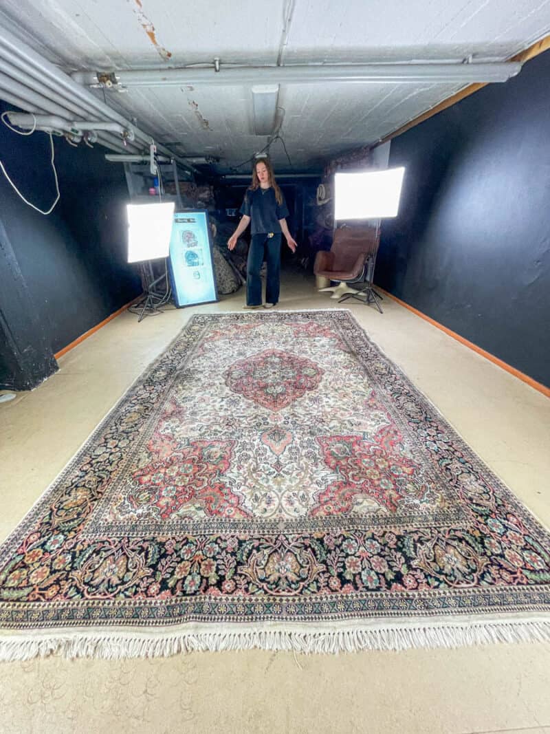 silkkimatto vehmainen paratiisi ghom 1970 luvulta 335 x 210 cm