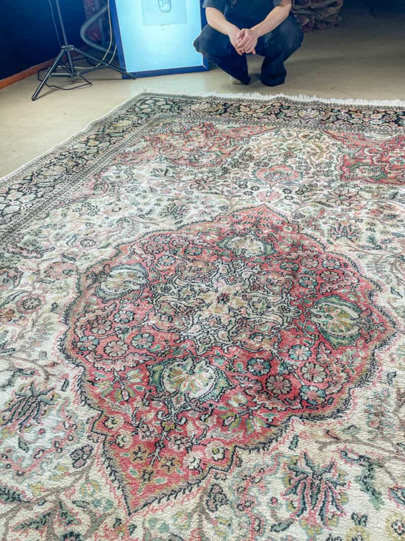 silkkimatto vehmainen paratiisi ghom 1970 luvulta 335 x 210 cm