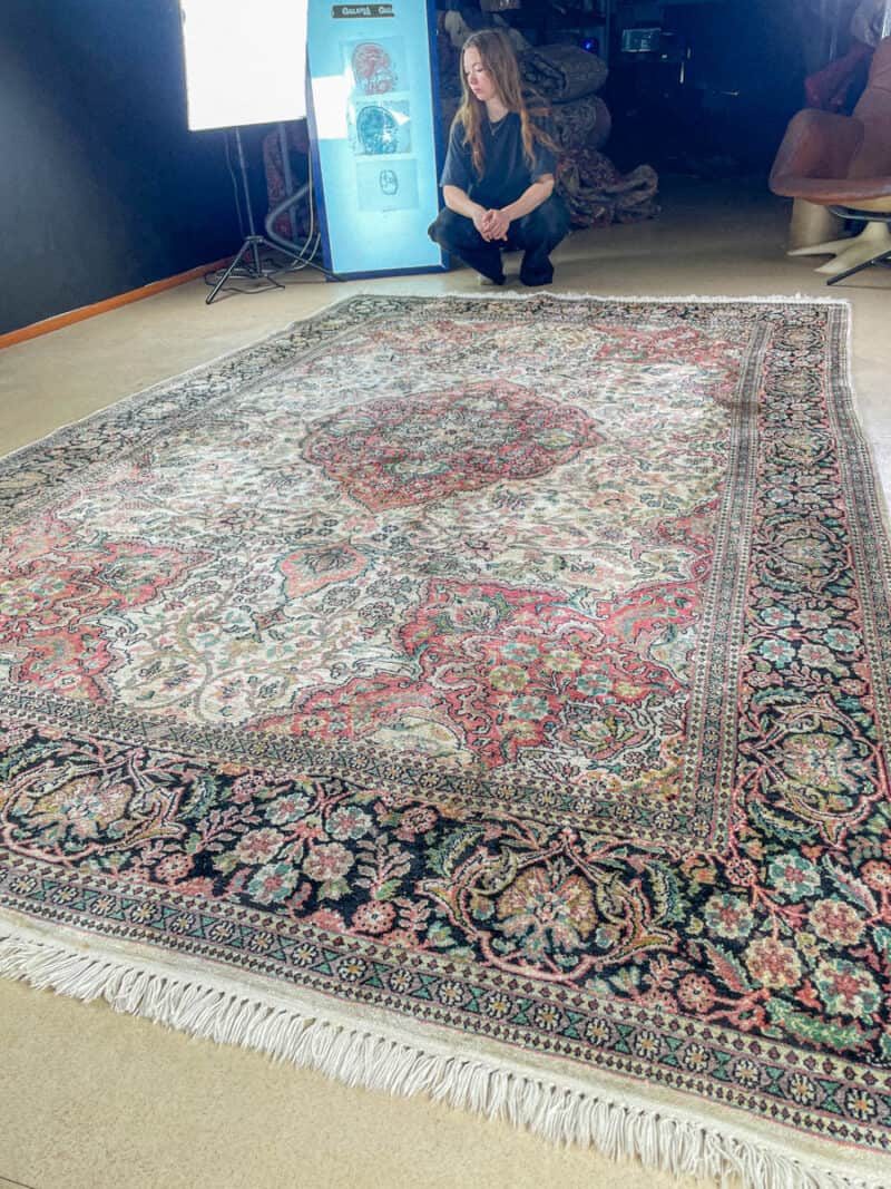 silkkimatto vehmainen paratiisi ghom 1970 luvulta 335 x 210 cm