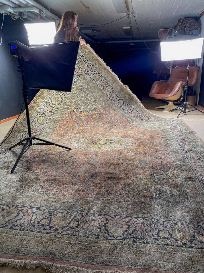 silkkimatto harmoninen ghom 1970 luvulta 333 x 241 cm